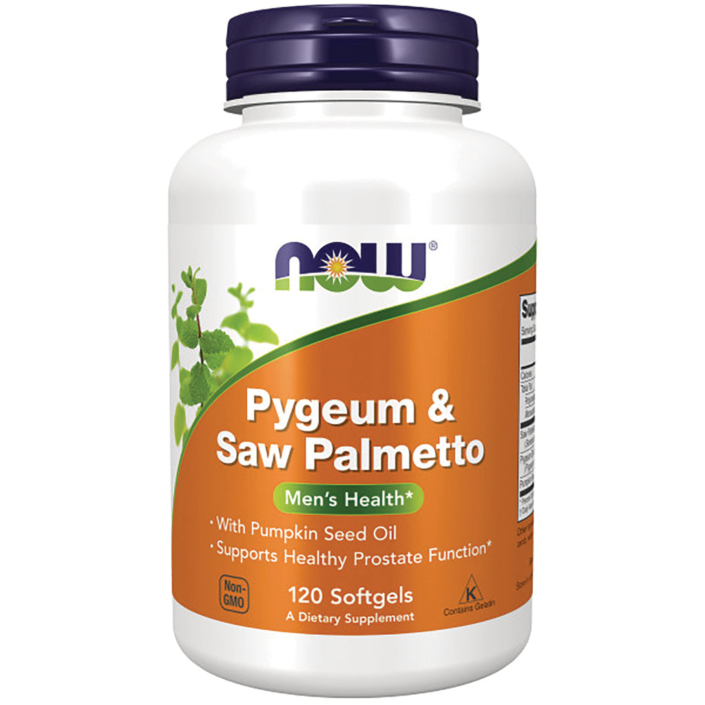 NWF936 | NOW Pygeum & Saw Palmetto supplement bottle, 120 softgels, Men's Health label - Thumbnail