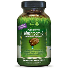 IR157 | Irwin Naturals Pure Defense Mushroom-8 immune support bottle, 60 liquid soft-gels