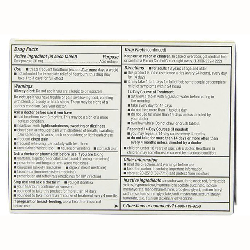 GDS012 | back panel showing Drug Facts with active ingredient omeprazole 20 mg, warnings, directions, and inactive ingredients - Thumbnail