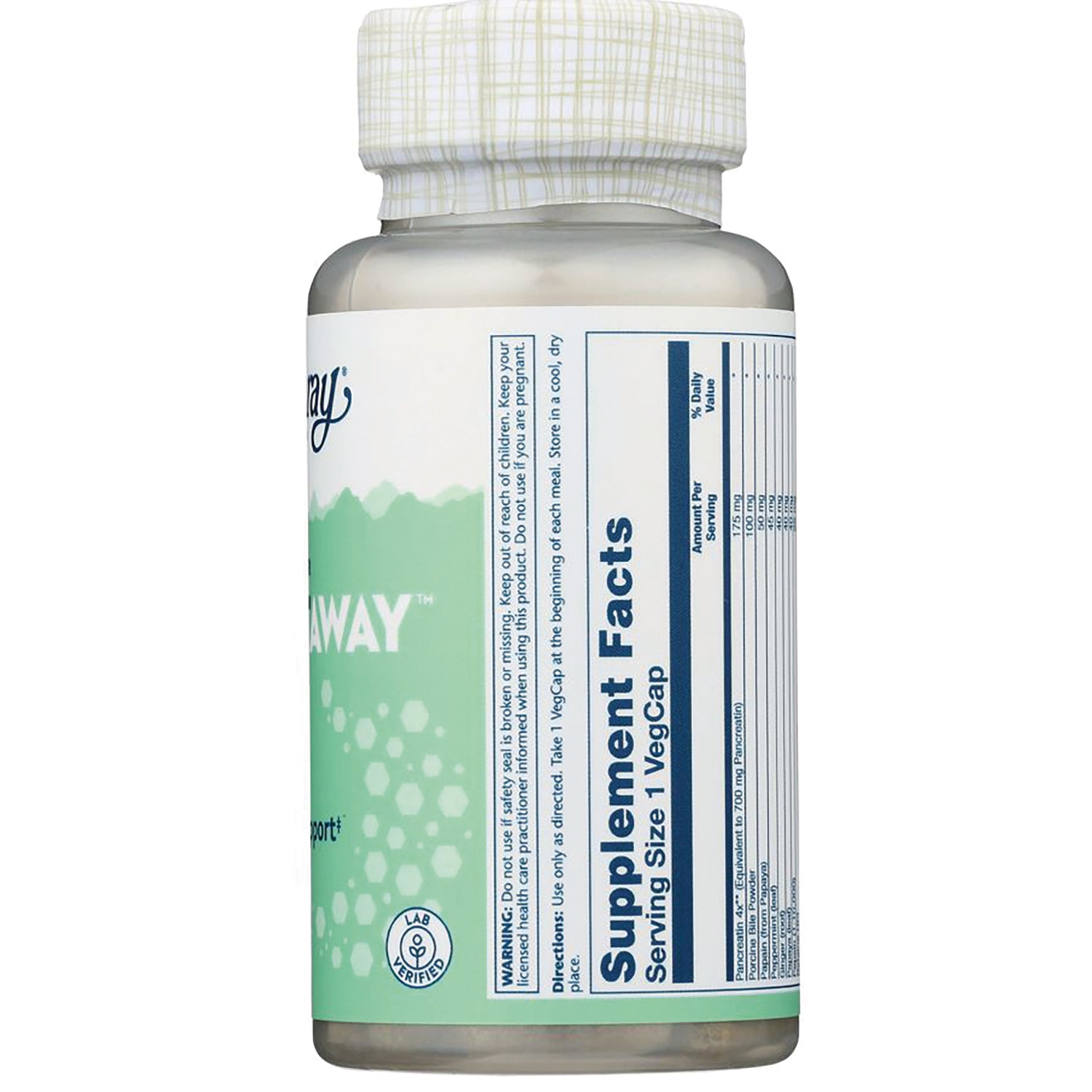 SLR405 | Back label with Supplement Facts panel and directions on dietary supplement bottle