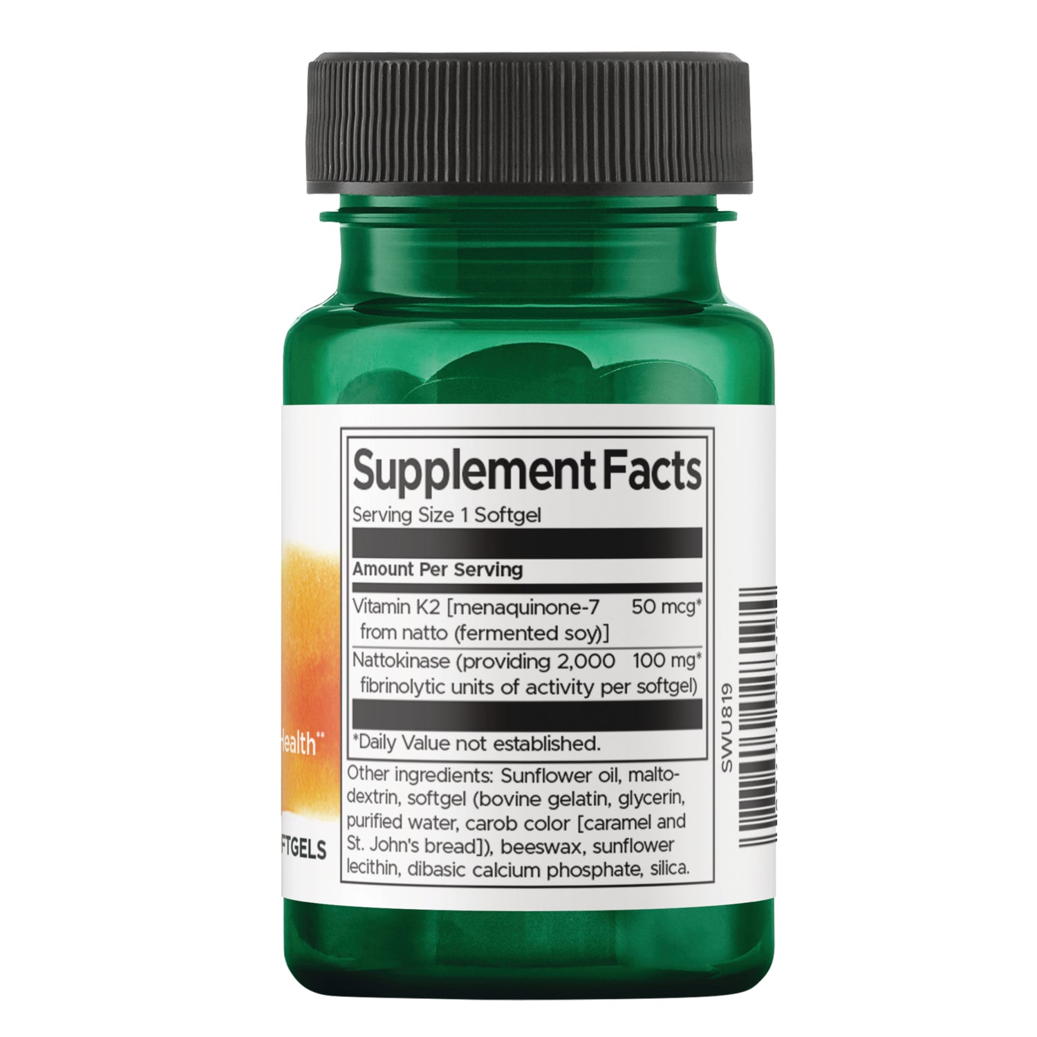 SWU819 | Back label with supplement facts and serving information