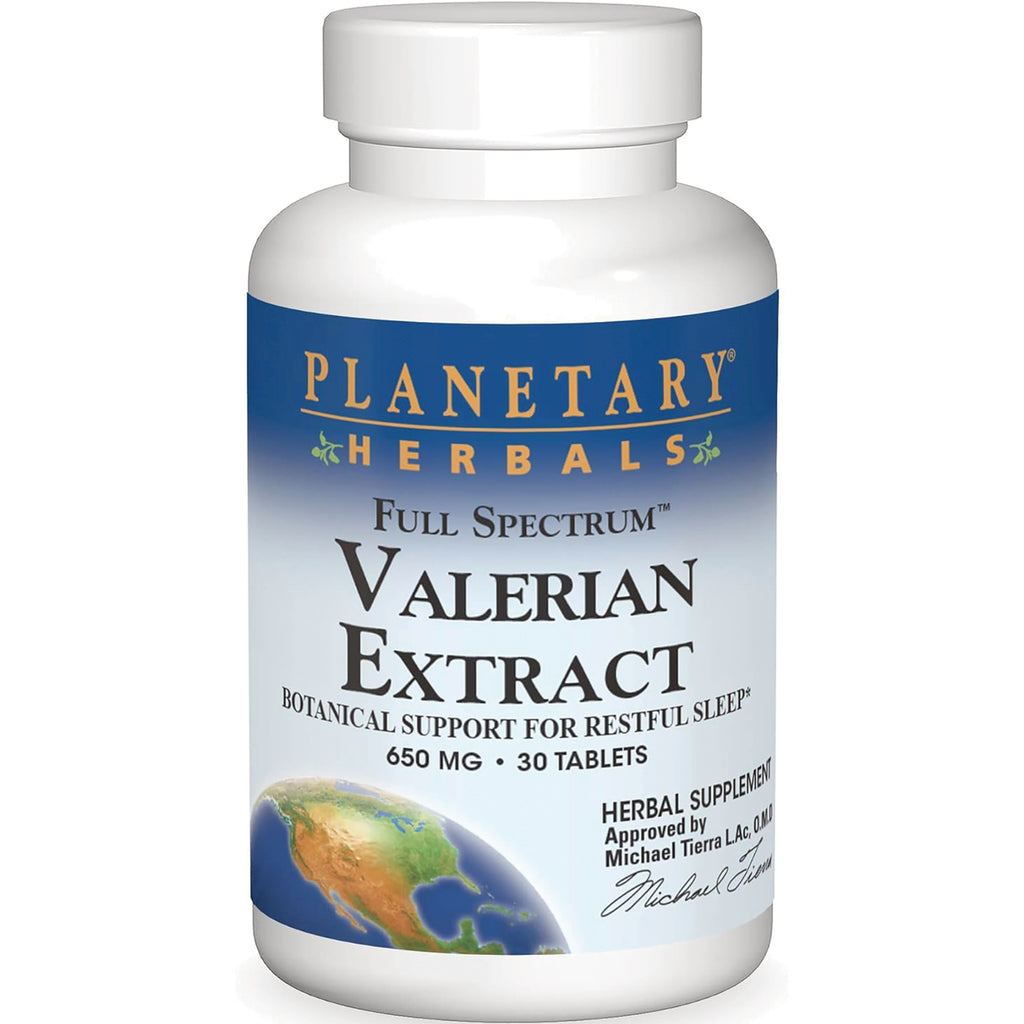 PF176 | Planetary Herbals Full Spectrum Valerian Extract bottle, 650 mg, 30 tablets label - Thumbnail