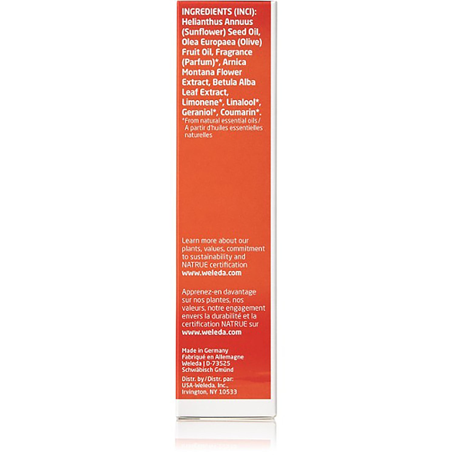 WEL003 | Back panel showing ingredients list and details with website weleda.com