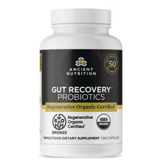 ATN141 | Ancient Nutrition Gut Recovery Probiotics bottle, Regenerative Organic Certified, 60 capsules