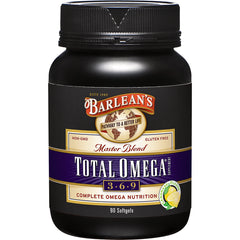 BAR016 | Barlean's Total Omega 369 softgels bottle, 90 count, lemonade flavor label