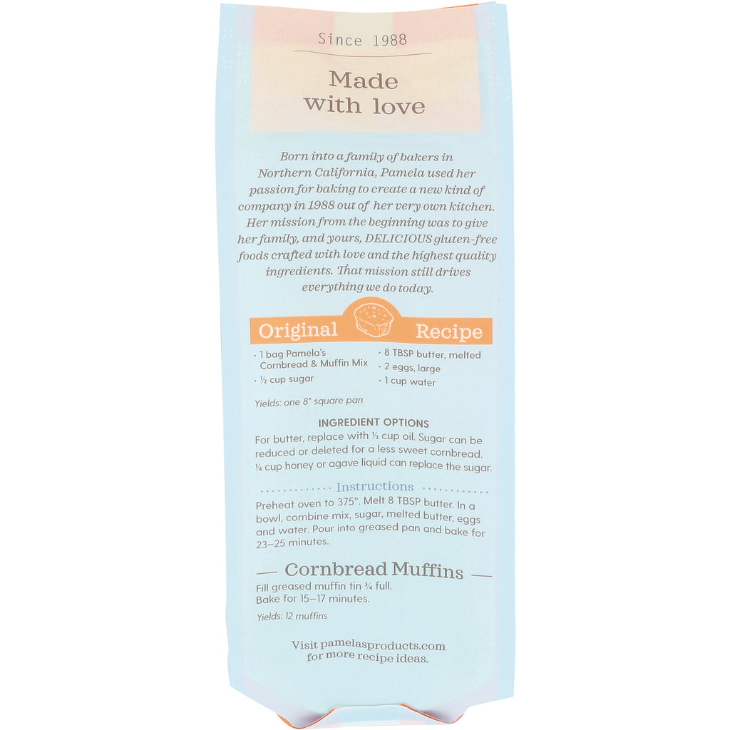 PAM009 | back of pale blue product package with recipe, ingredient options, instructions and Made with love header - Thumbnail