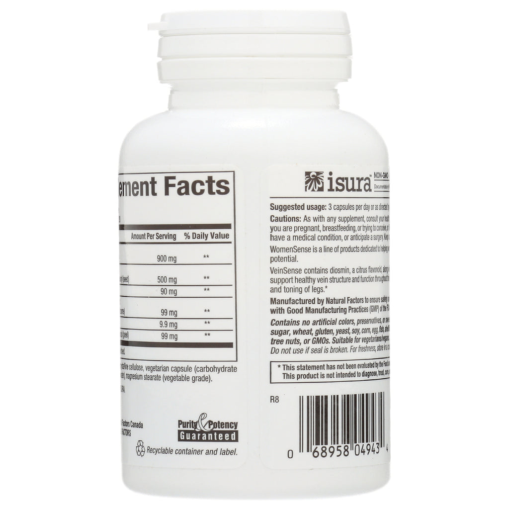 NFC089 | back label showing Supplement Facts panel, caution text and barcode on white supplement bottle - Thumbnail