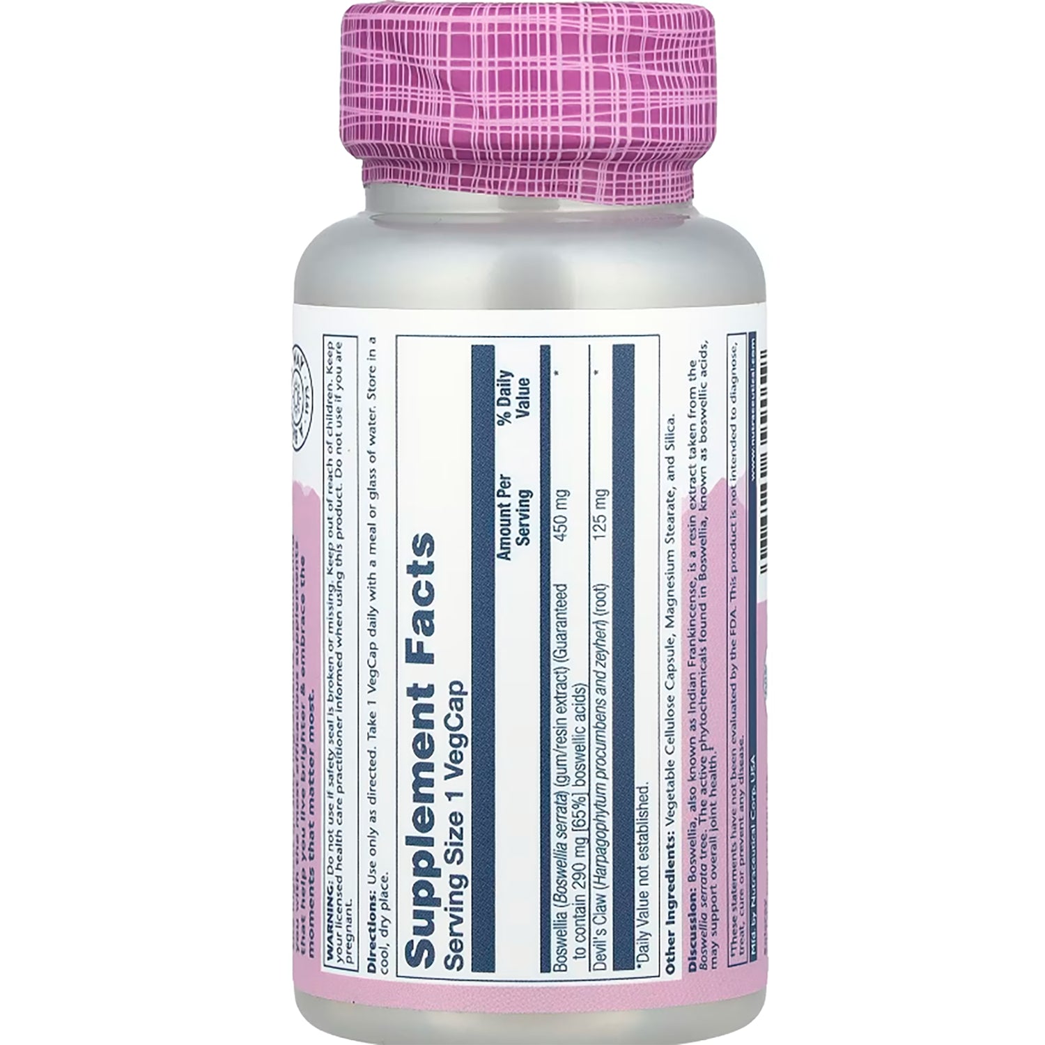 SLR258 | Solaray Vital Extracts Boswellia supplement facts label
