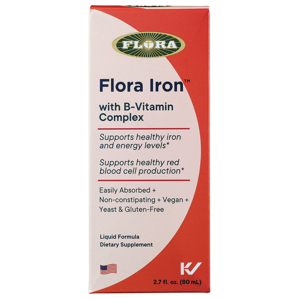 FL109 | Flora Iron with B-Vitamin Complex box front showing liquid formula dietary supplement 2.7 fl oz - Thumbnail