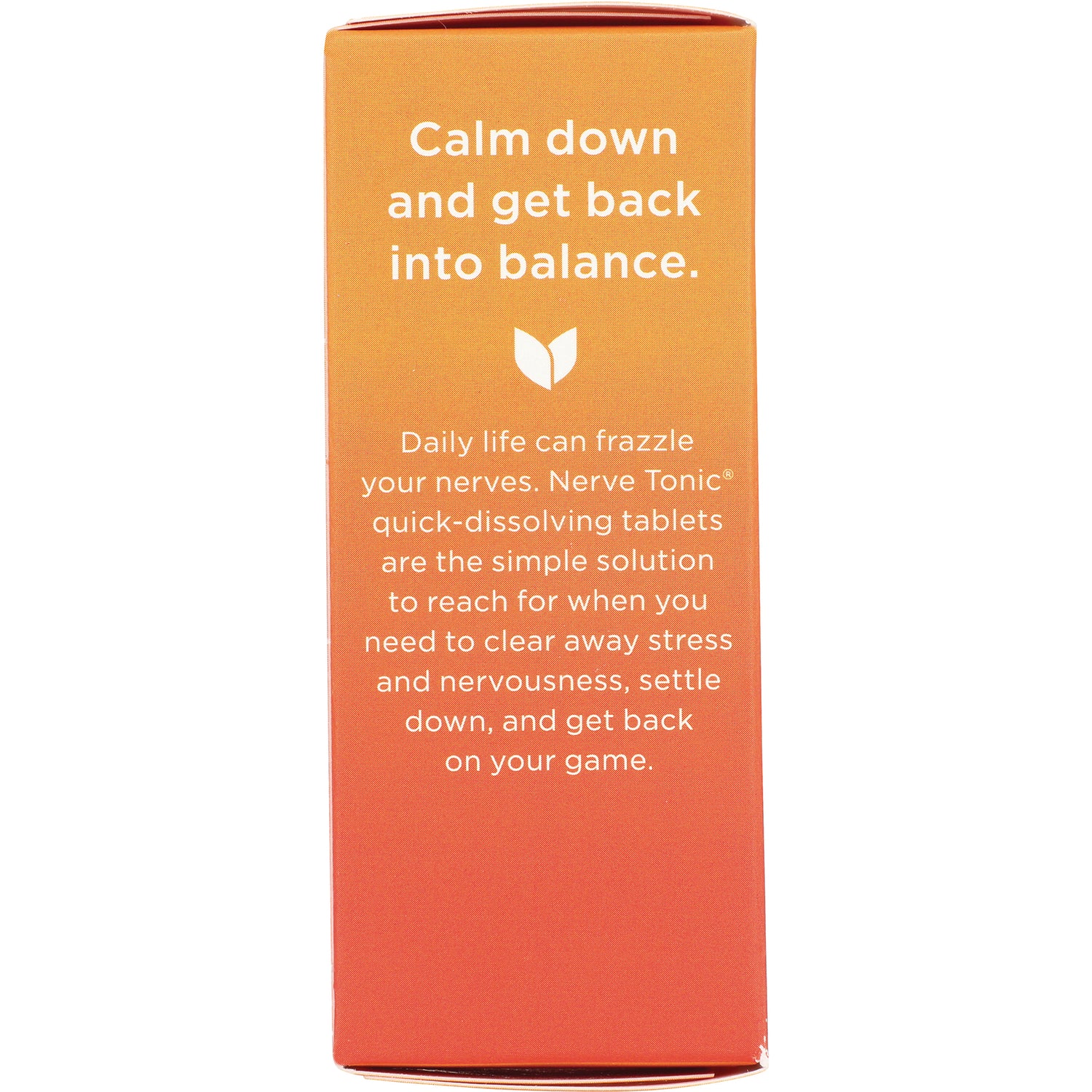HY257 | orange side panel reading Calm down and get back into balance and describing Nerve Tonic quick-dissolving tablets