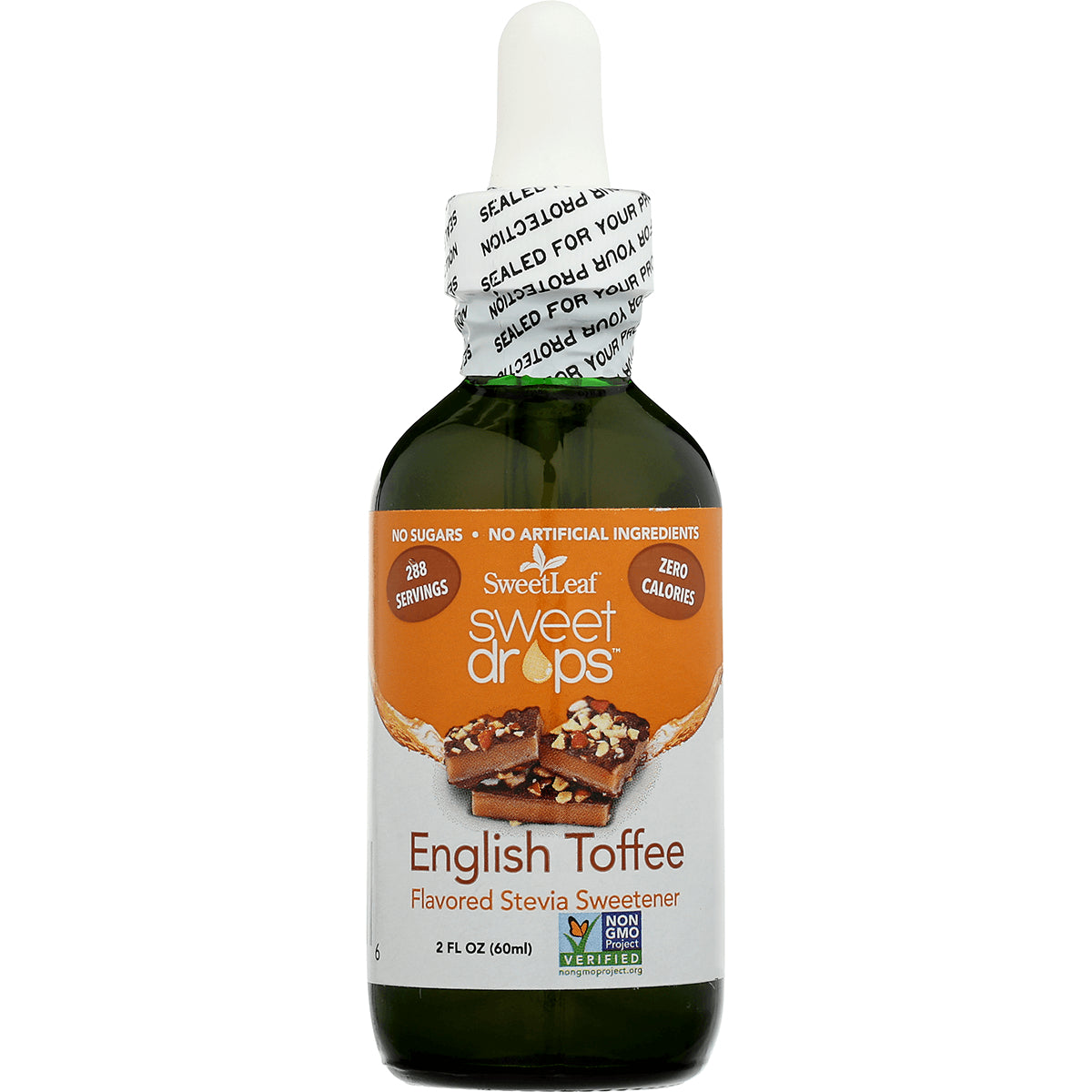 WA034 | SweetLeaf Sweet Drops English Toffee stevia sweetener, 2 fl oz dropper bottle