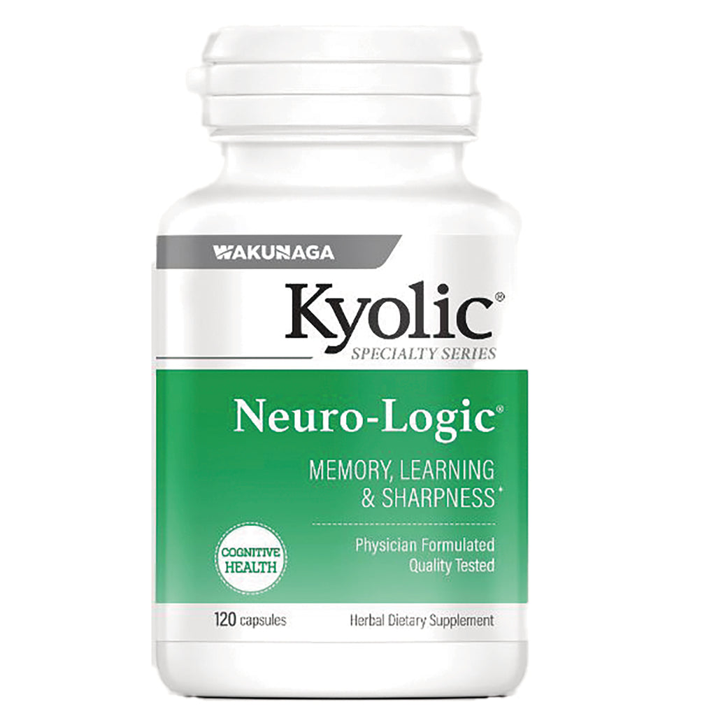 KY050 | Kyolic Neuro-Logic supplement bottle with green label reading Memory, Learning & Sharpness, 120 capsules - Thumbnail