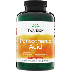 SW065 | Swanson Pantothenic Acid Vitamin B5, 500 mg per capsule, 250 capsules bottle front