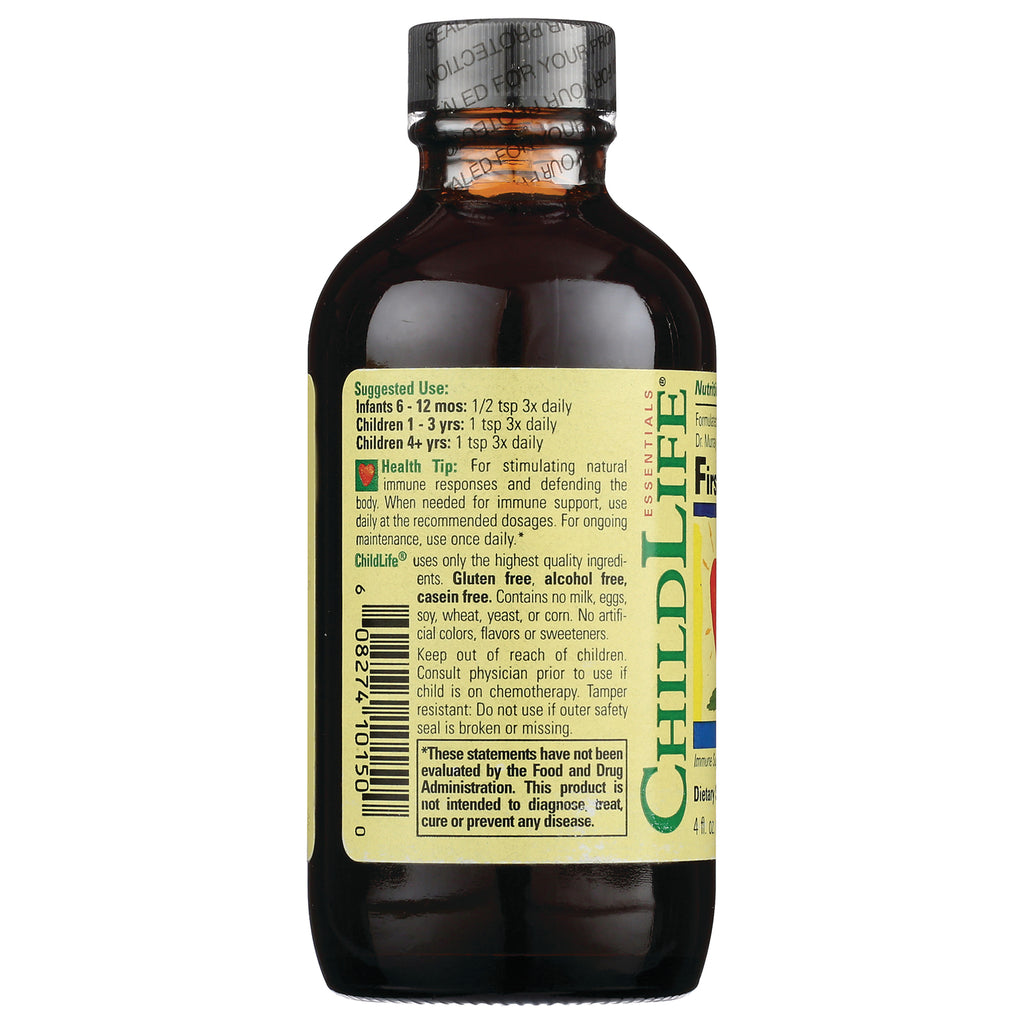 CHL005 | brown glass bottle back label showing suggested use, ingredients, barcode and ChildLife branding - Thumbnail