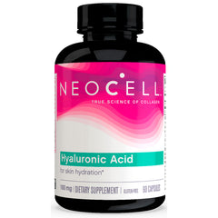 NEC011 | Neocell Hyaluronic Acid supplement bottle label, 60 capsules, 100 mg, for skin hydration