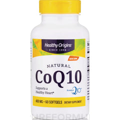 HRG033 | Healthy Origins Natural CoQ10 400 mg bottle, 60 softgels front label
