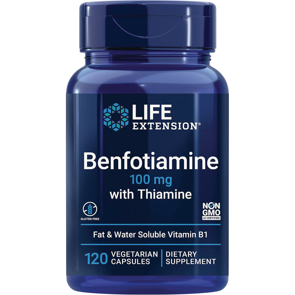 LE320 | Life Extension Benfotiamine with Thiamine 100 mg blue bottle, 120 vegetarian capsules - Thumbnail