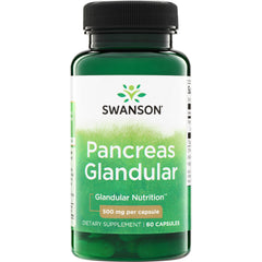 SW1228 | Swanson Pancreas Glandular dietary supplement bottle, 500 mg per capsule, 60 capsules