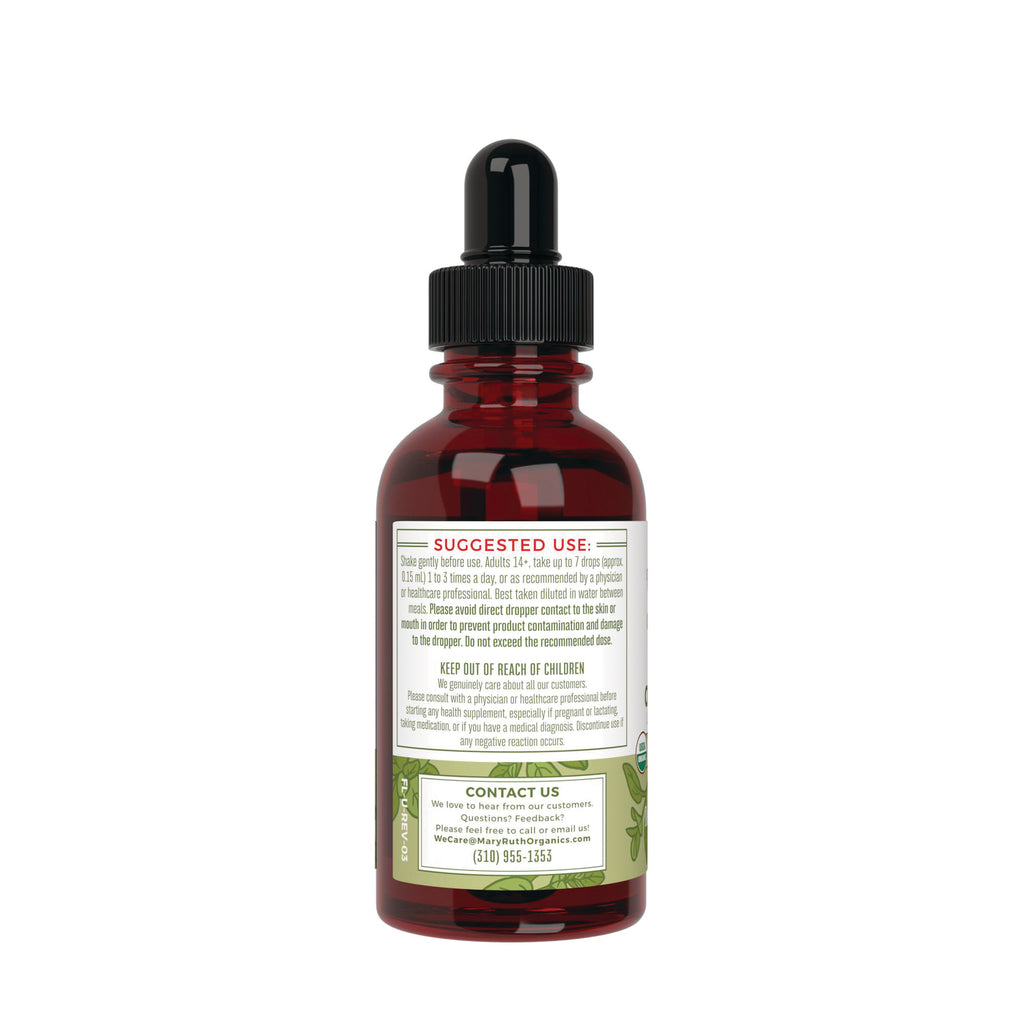 MRR042 | Back of amber dropper bottle showing label with SUGGESTED USE, warnings, and contact information - Thumbnail