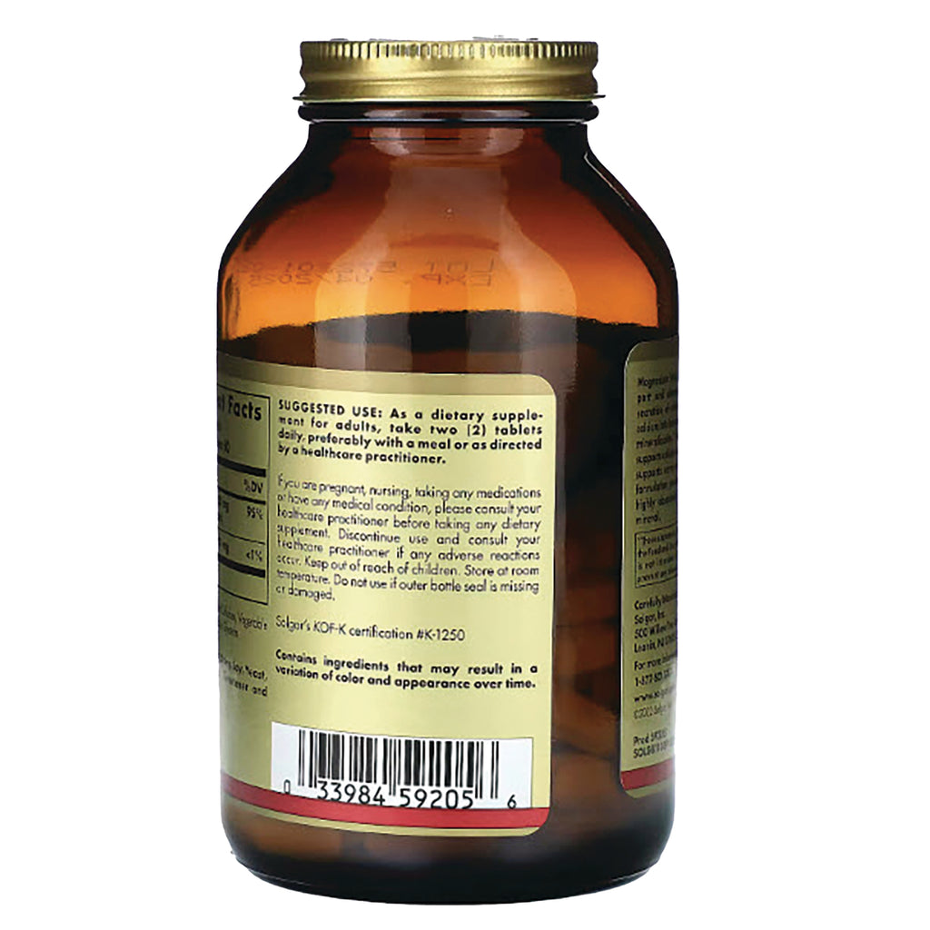 SLG355 | Back of amber supplement bottle showing label with suggested use, nutrition facts and barcode - Thumbnail