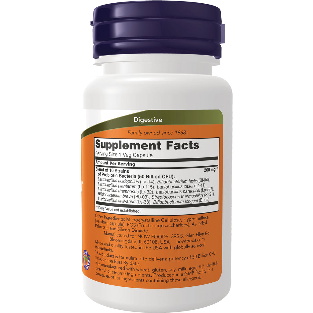 NWF344 | Back of white supplement bottle with orange label showing Supplement Facts and ingredient text, purple cap - Thumbnail