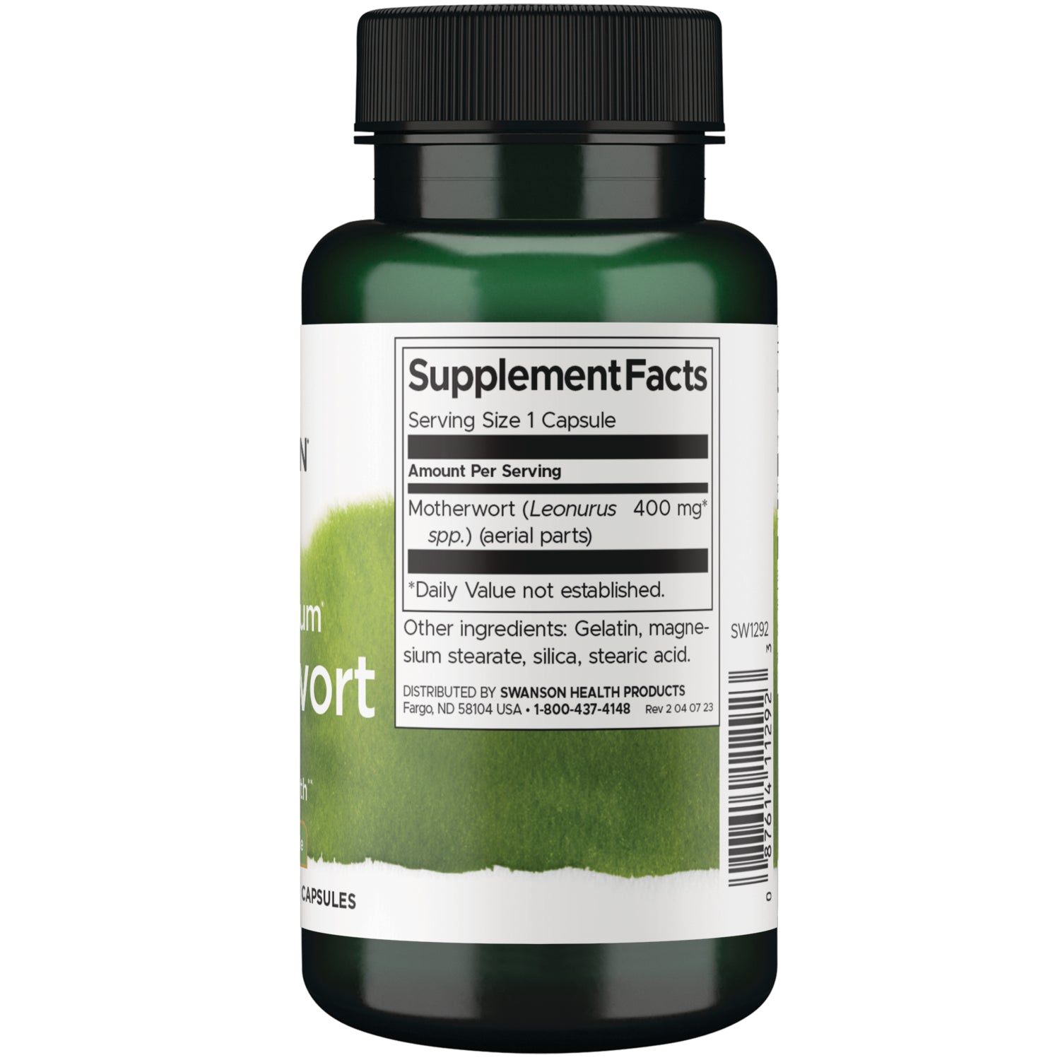 SW1292 | Clear gelatin capsule filled with beige powder shown against centimeter and inch rulers indicating size