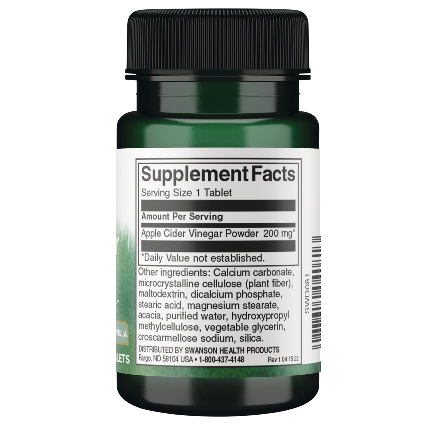 SWD081 | Back label with supplement facts and serving information