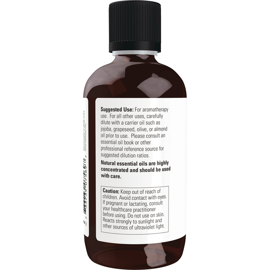 NWF488 | Back label on amber bottle showing suggested use and caution text for essential oil - Thumbnail
