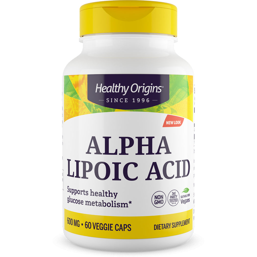 Healthy Origins ALPHA LIPOIC ACID bottle, 600 MG, 60 veggie caps dietary supplement - Thumbnail
