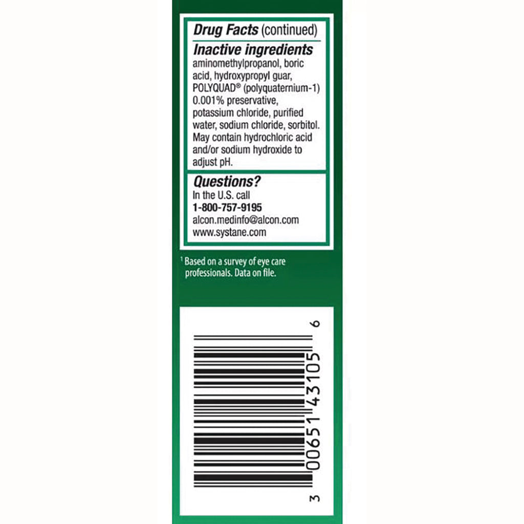 ACN011 | Back label with Drug Facts (continued), inactive ingredients, contact info, and barcode - Thumbnail