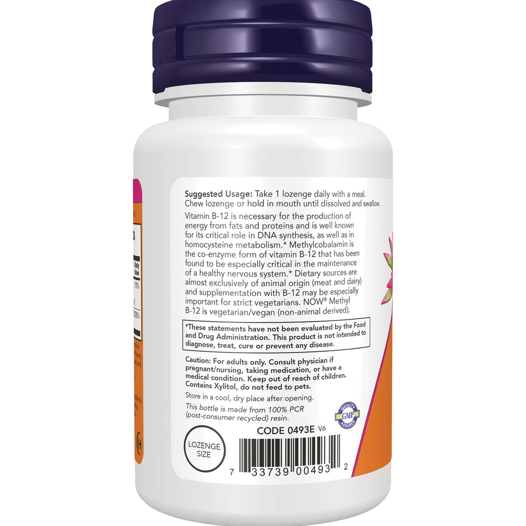 NWF1463 | Back label of white supplement bottle showing Suggested Usage: Take 1 lozenge daily, warnings and barcode - Thumbnail