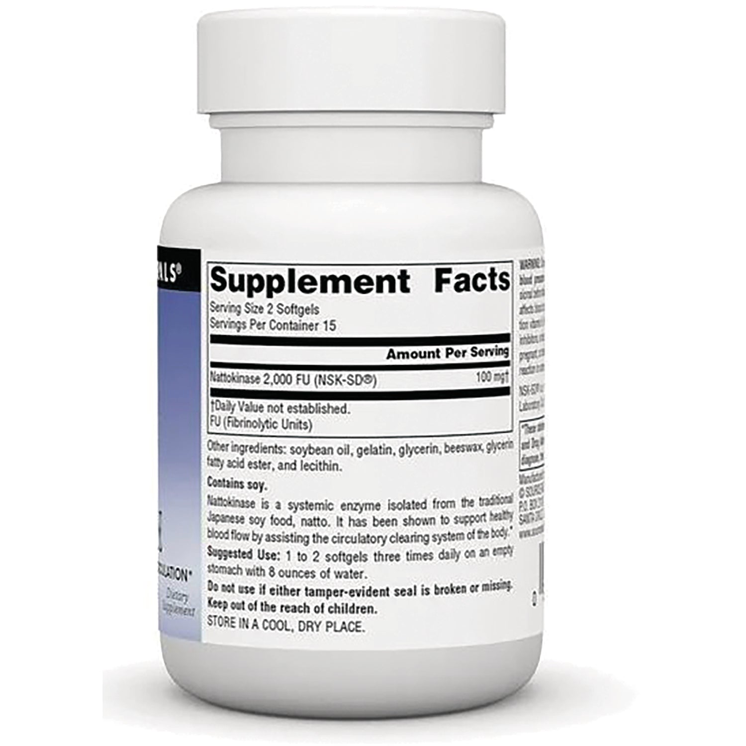 SN310 | Supplement Facts panel for Nattokinase 2,000 FU softgels
