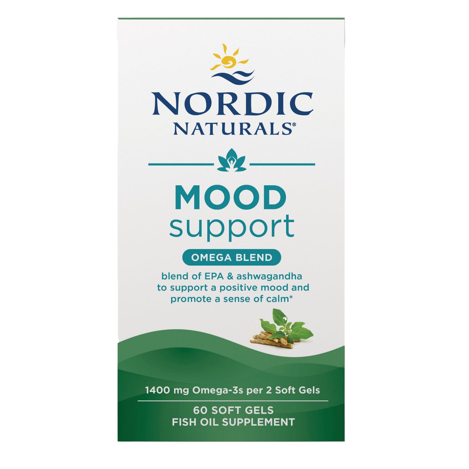 NRN138 | Nordic Naturals Mood support omega blend box, 60 soft gels fish oil supplement
