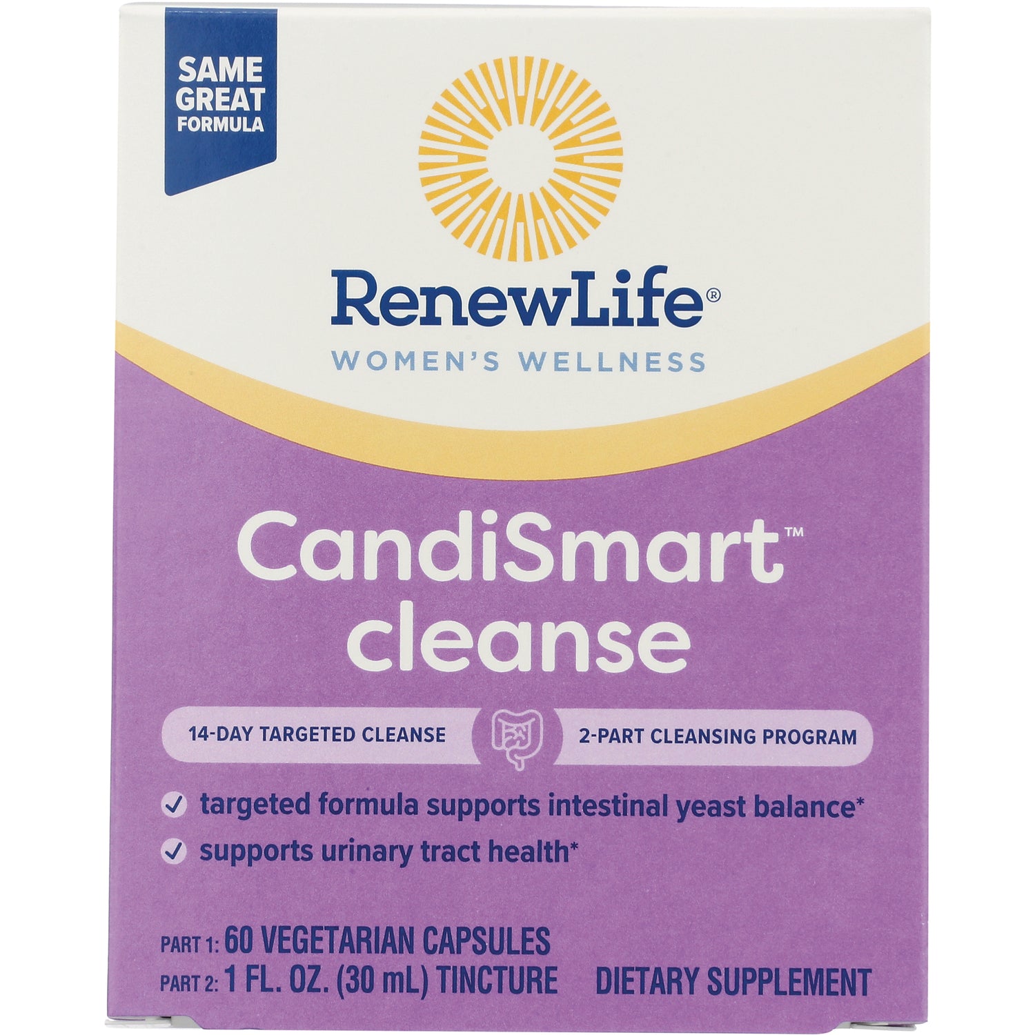 RNL014 | RenewLife CandiSmart cleanse front box with women's wellness logo and product claims