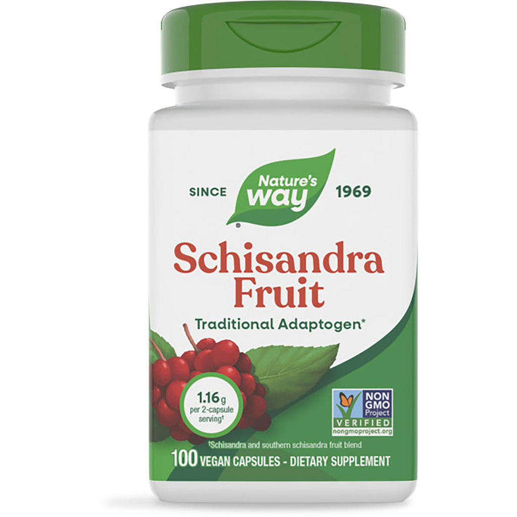 NW165 | Nature's Way Schisandra Fruit supplement bottle front label showing 100 vegan capsules - Thumbnail
