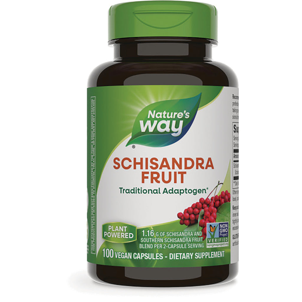 NW165 | Nature's Way Schisandra Fruit supplement bottle front label showing 100 vegan capsules - Thumbnail
