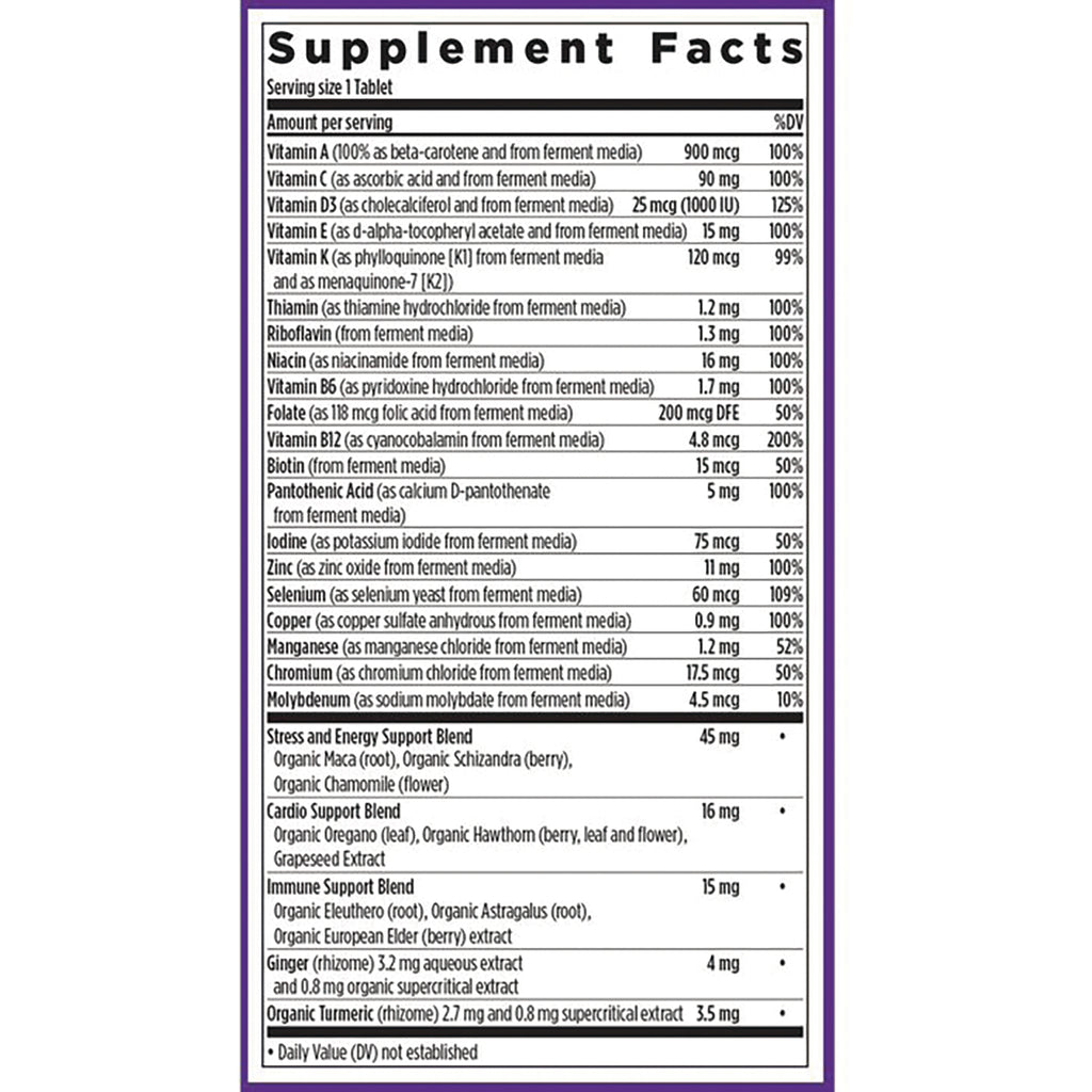 NWC137 | back label showing Supplement Facts panel listing vitamins, minerals, blends and amounts per tablet - Thumbnail