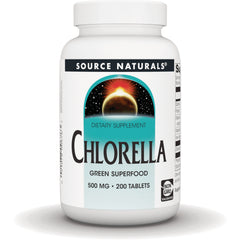 SN439 | Source Naturals Chlorella green superfood dietary supplement, 500 mg, 200 tablets, Non-GMO validated