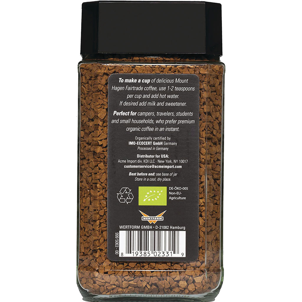 MTH004 | Back label of instant coffee jar showing preparation instructions, certifications, and barcode - Thumbnail