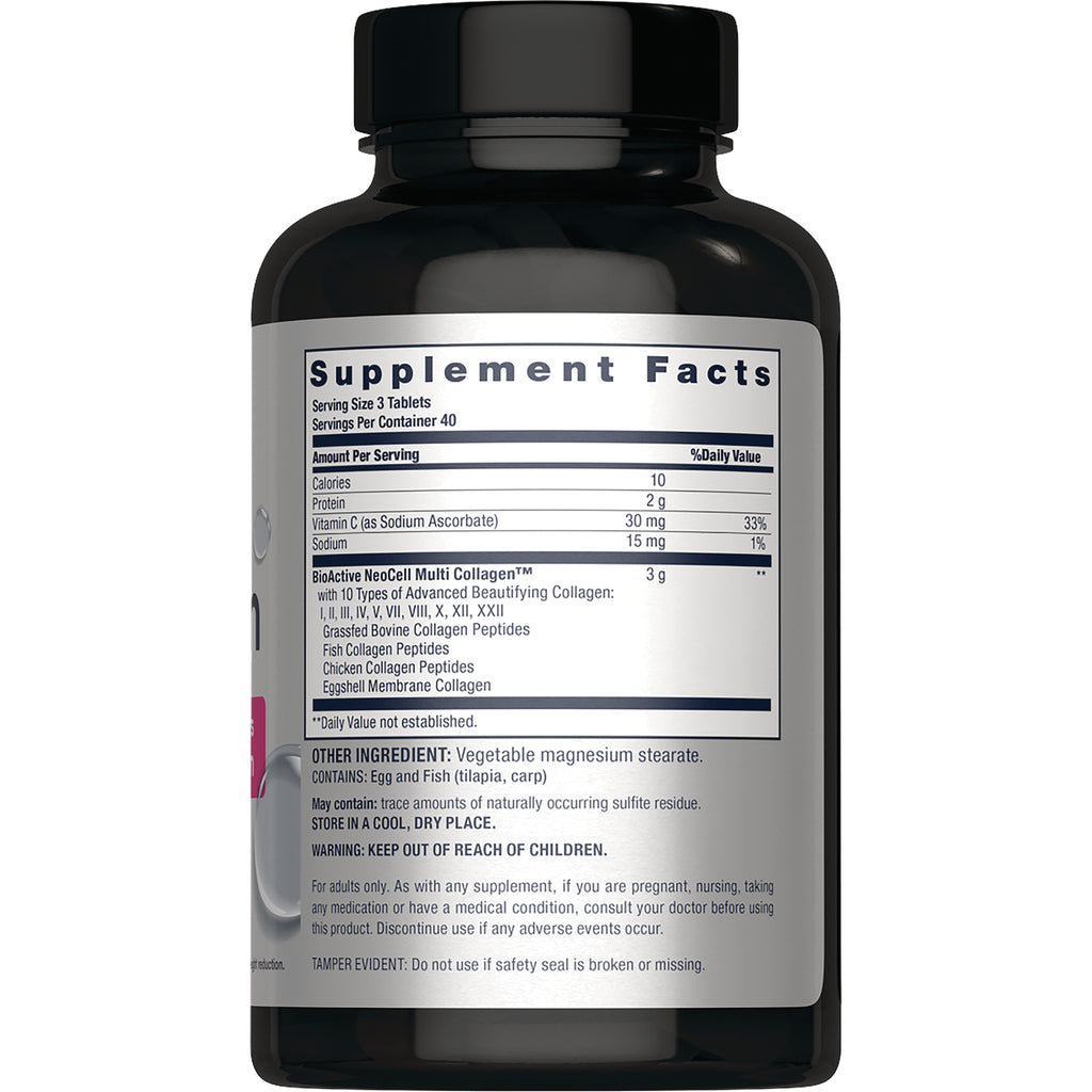 NEC047 | Back label of black supplement bottle showing Supplement Facts panel, ingredients, warnings and serving information - Thumbnail