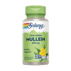 SLR506 | Solaray True Herbs Mullein 330 mg, 100 VegCaps dietary supplement bottle