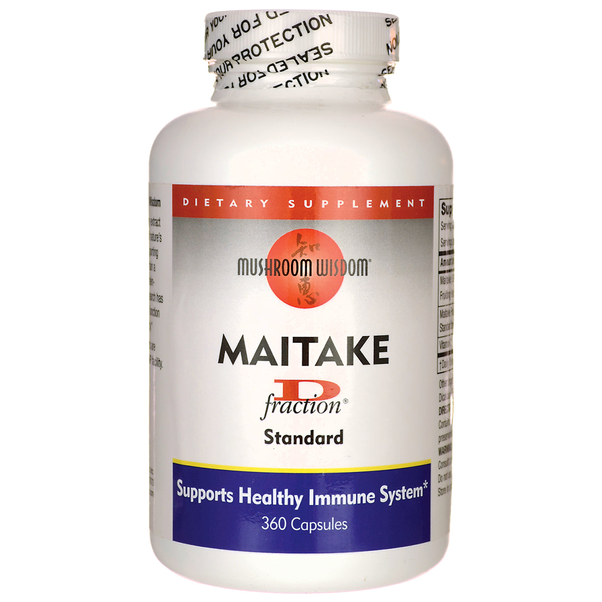 MSH015 | Mushroom Wisdom Maitake P fraction Standard supplement bottle, 360 capsules, supports healthy immune system