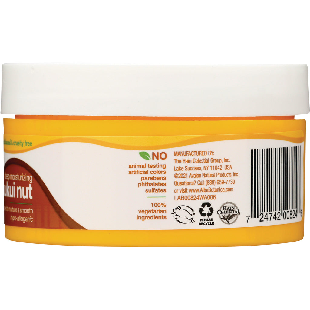 ABA042 | Alba Botanica Kukui Nut jar back label with barcode and No parabens, phthalates, sulfates text - Thumbnail