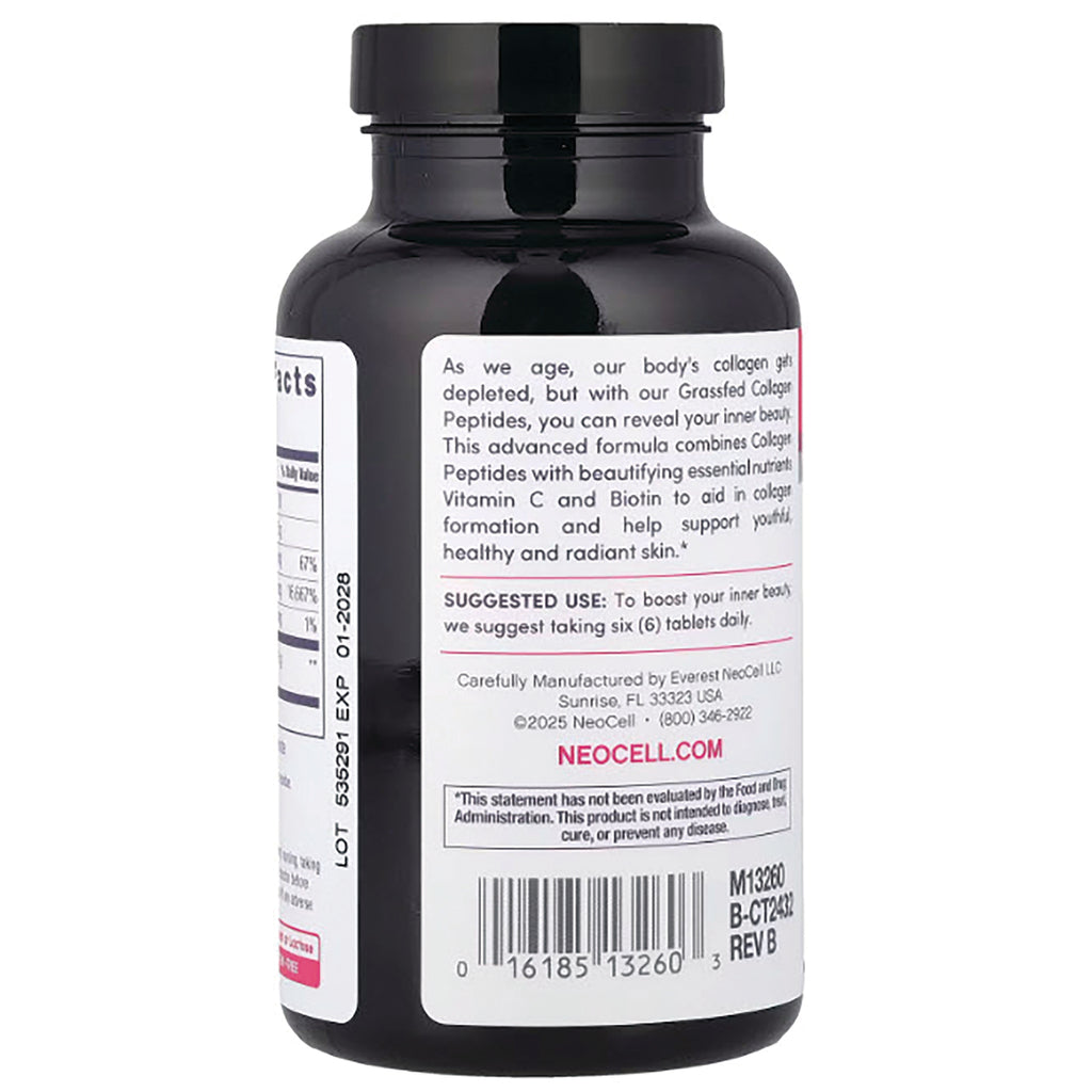 Back label of black supplement bottle showing suggested use, manufacturer text, barcode and NEOCELL.COM - Thumbnail
