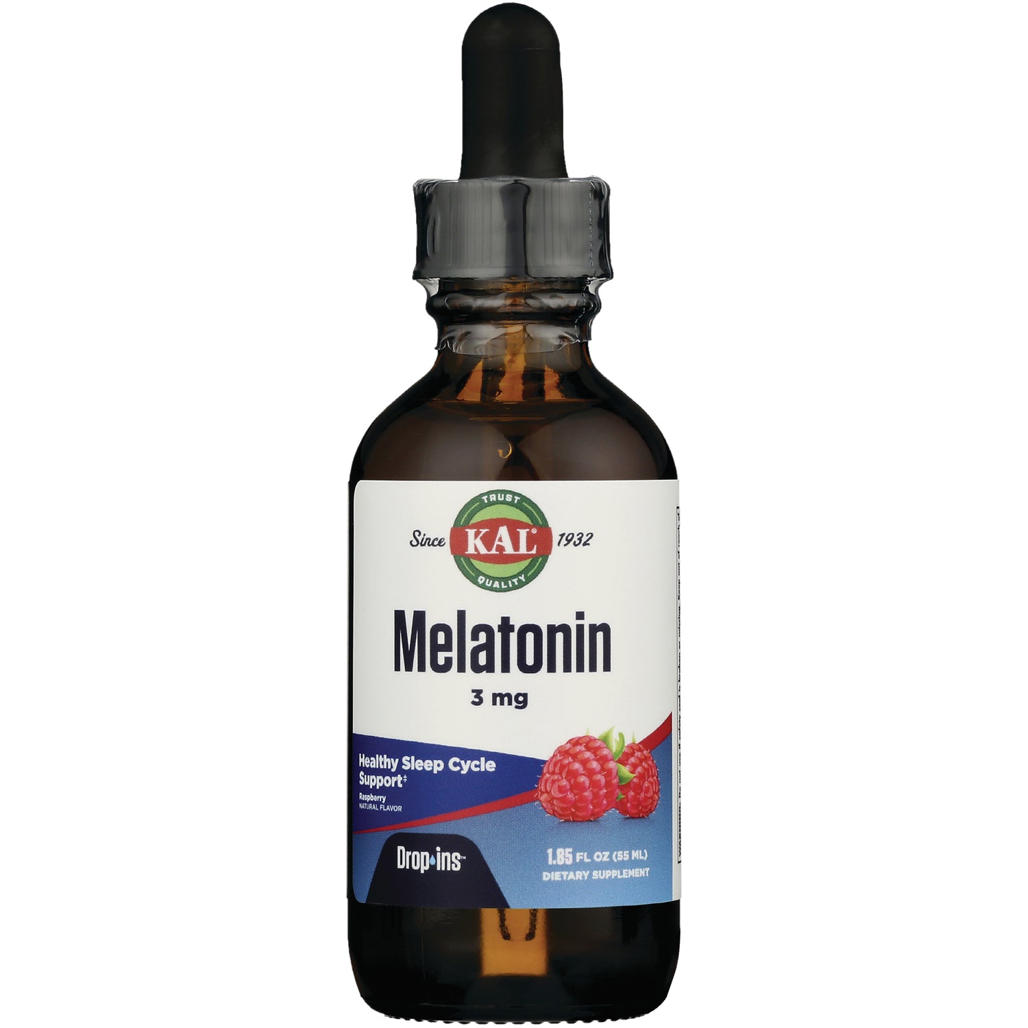 KL543 | KAL Melatonin 3 mg raspberry dropper bottle 1.85 fl oz dietary supplement