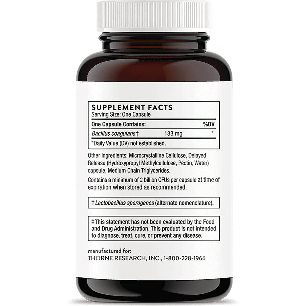 TRN006 | Back label with Supplement Facts for Bacillus coagulans 133 mg and ingredient list - Thumbnail