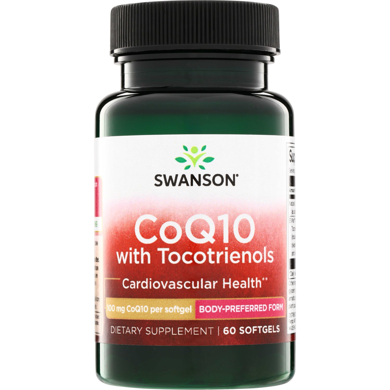 SWU349 | Swanson CoQ10 with Tocotrienols supplement bottle, 100 mg per softgel, 60 softgels, Cardiovascular Health