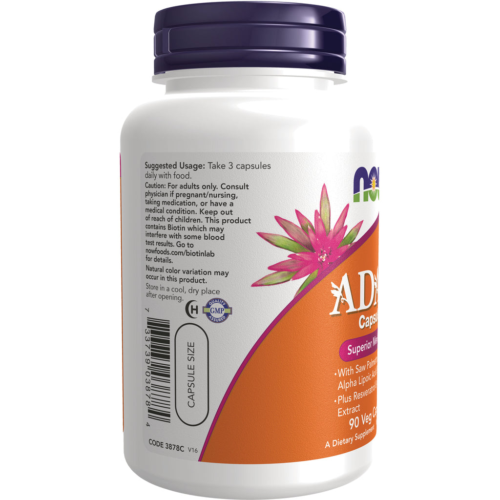 NWF520 | back label of white supplement bottle showing suggested usage and caution text, barcode, capsule size and floral graphic - Thumbnail