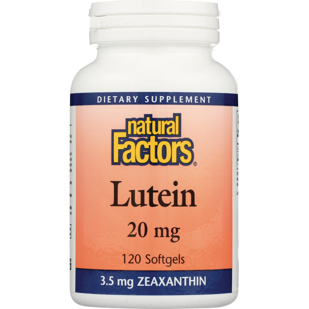 NFC070 | Natural Factors Lutein 20 mg softgels bottle, 120 count with 3.5 mg zeaxanthin - Thumbnail