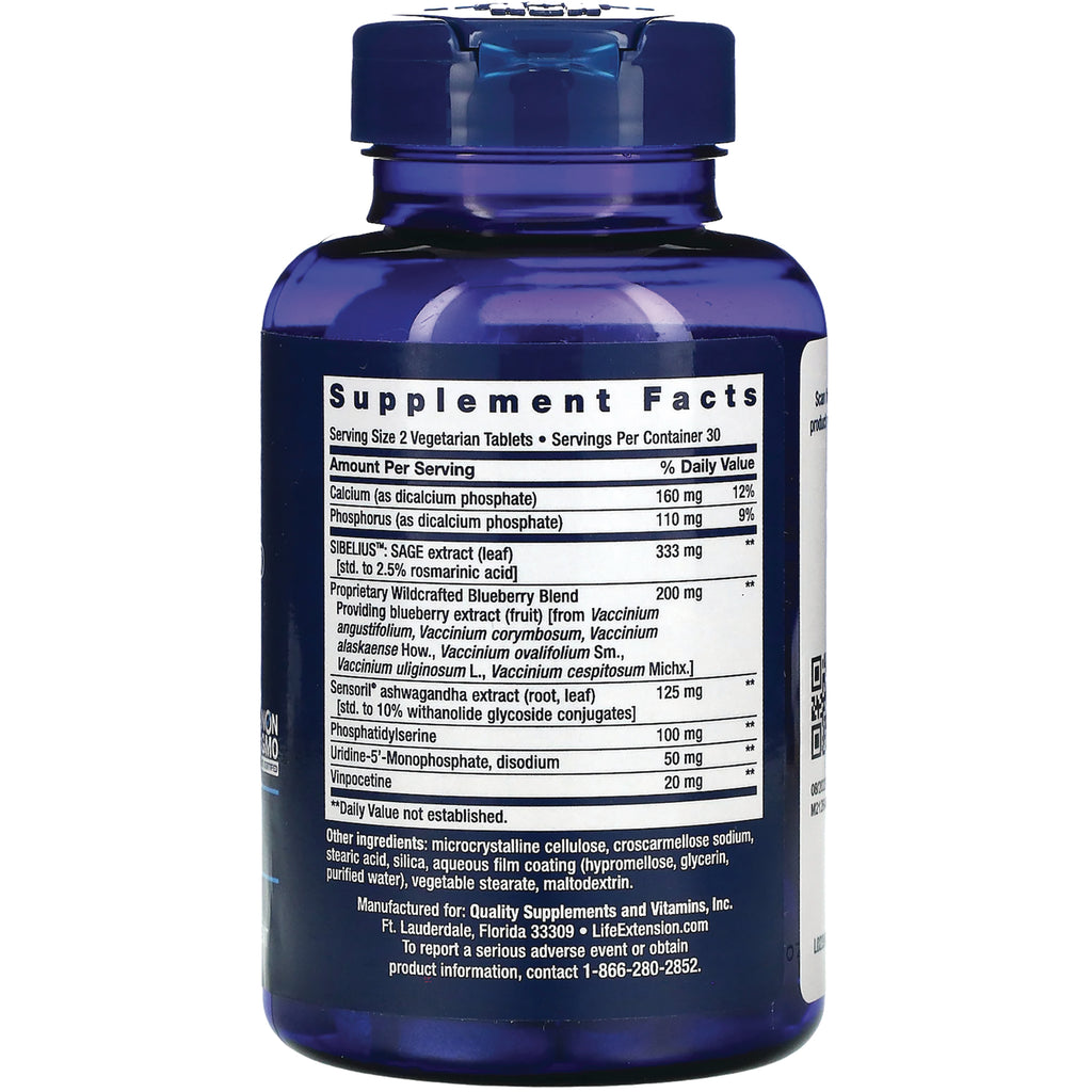 LE564 | back label showing Supplement Facts panel and ingredient list on blue supplement bottle - Thumbnail